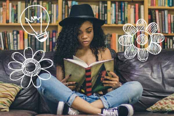 girl reading yearbook fun page ideas